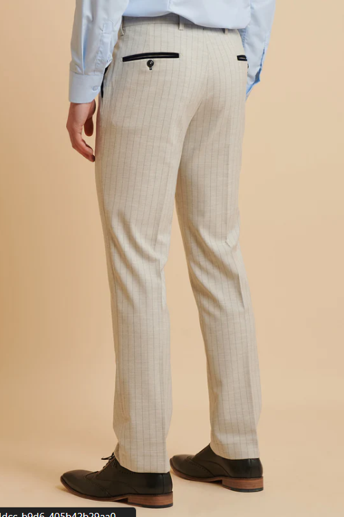 Marc Darcy- Grant Stone Pinstripe Trouser