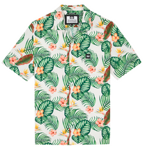 Weekend Offender- White Lotus Print Short Sleeve Shirt White