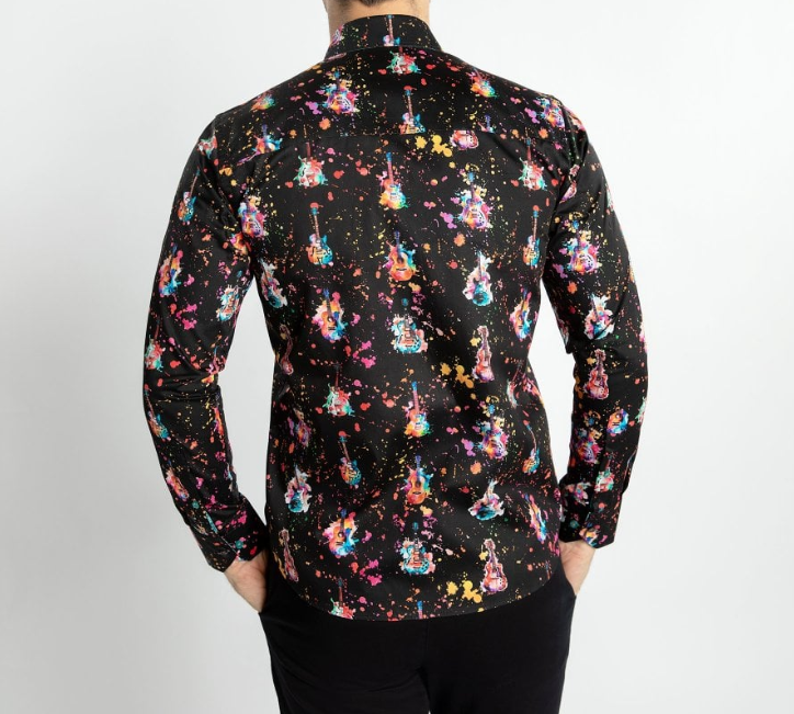 Claudio Lugli- Splash Guitar Long Sleeve Shirt Black (CP-6935)