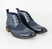 House of Cavani- Curtis Navy Lace Up Boots