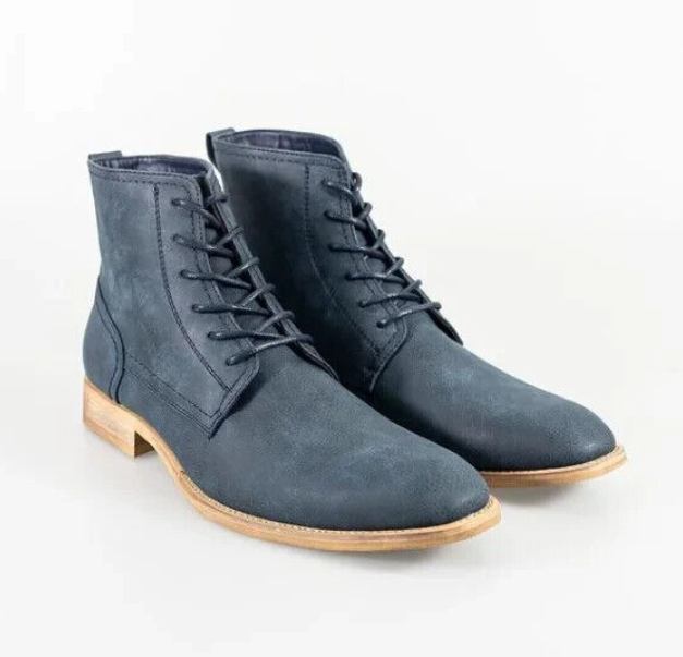 House of Cavani- Hurricane Navy Lace Up Boots