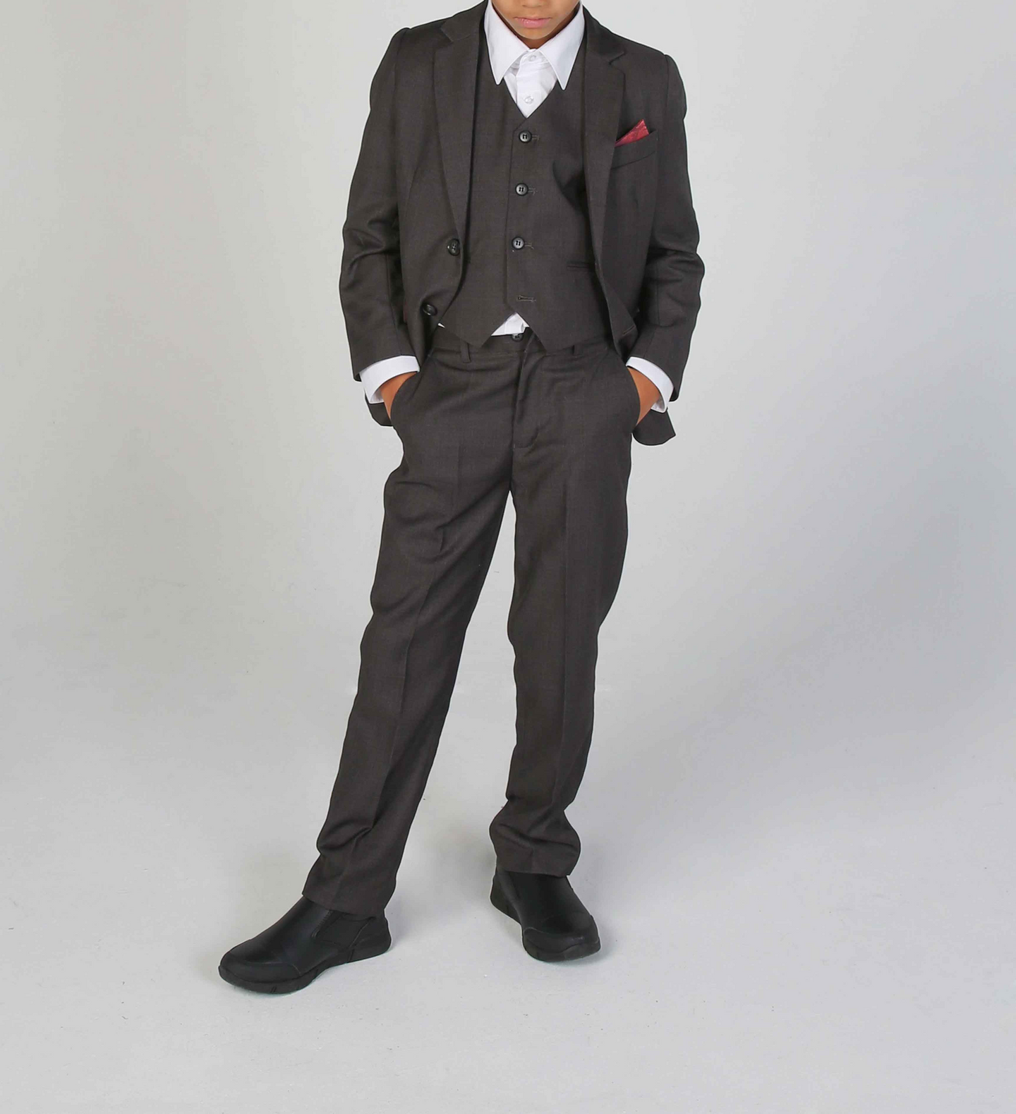 Device- Boys Charles Charcoal Three Piece Suit