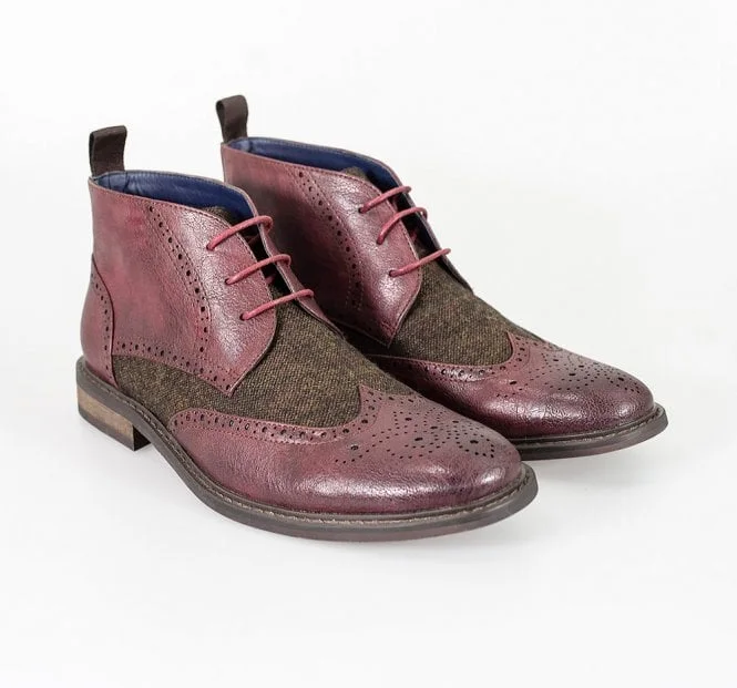House of Cavani- Curtis Bordo Lace Up Boots