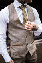 Marc Darcy- Ted Tan Tweed Check Waistcoat
