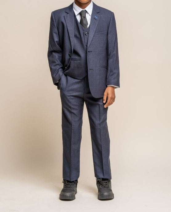 House of Cavani- Children's Seeba Navy Three Piece Suit (Age 8 - 15 Years)