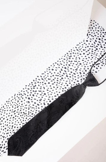 Marc Darcy- Children's Black Paisley Print Tie