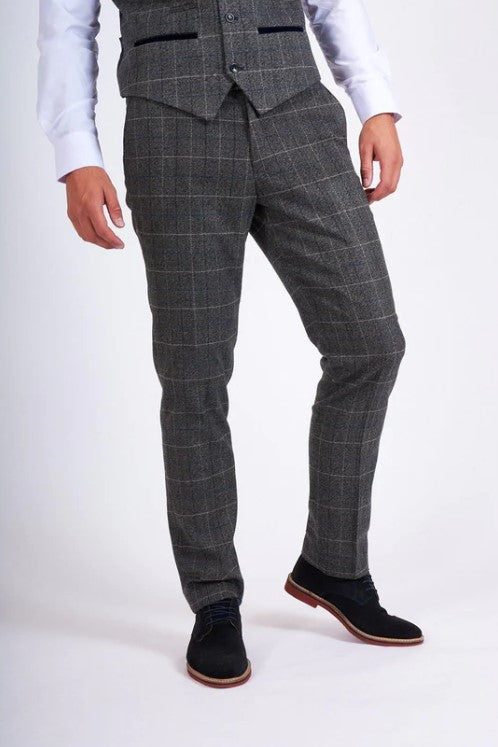 Marc Darcy- Scott Grey Tweed Check Trouser