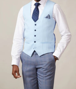 Marc Darcy- Kelvin Sky Blue Single Breasted Waistcoat