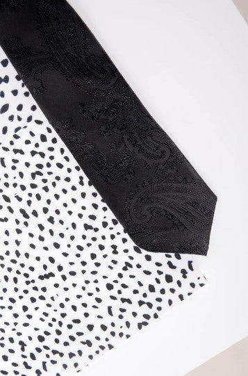 Marc Darcy- Children's Black Paisley Print Tie