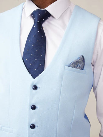 Marc Darcy- Kelvin Sky Blue Single Breasted Waistcoat
