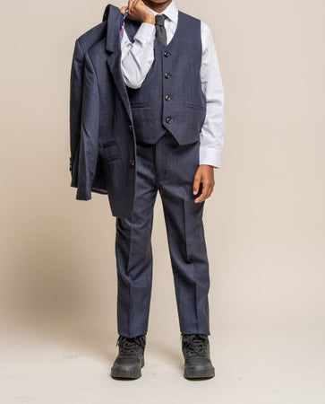 House of Cavani- Children's Seeba Navy Three Piece Suit (Age 8 - 15 Years)