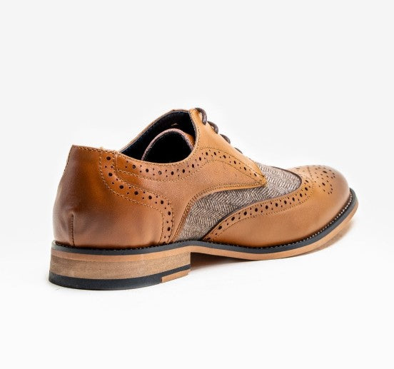House of Cavani- Horatio Tan Tweed Brogue Shoes