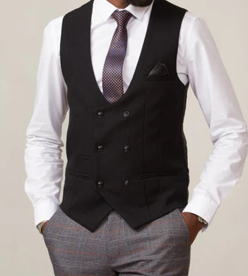 Marc Darcy- Kelvin Black Double Breasted Waistcoat