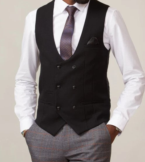 Marc Darcy- Kelvin Black Double Breasted Waistcoat
