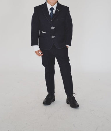 House of Cavani- Children's Fabian Navy Denim Three Piece Suit