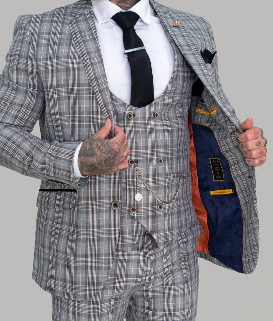 House of Cavani- Callie Grey/Black Check Blazer