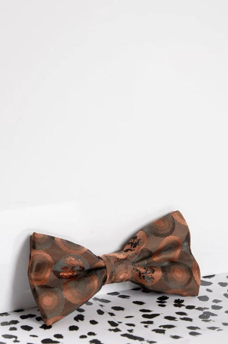 Marc Darcy- Children's Orange/Brown Bubble Circle Print Bow Tie