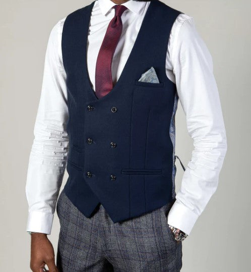 Marc Darcy- Kelvin Navy Double Breasted Waistcoat