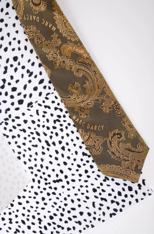 Marc Darcy- Children's Gold/Tan Paisley Print Tie