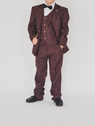 House of Cavani- Children's Carly Wine Three Piece Suit