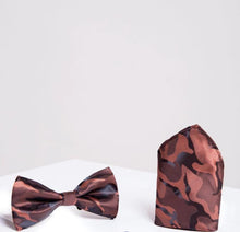 Marc Darcy- Orange Camouflage Bow Tie and Pocket Square Set