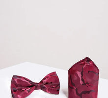 Marc Darcy- Wine Camouflage Bow Tie and Pocket Square Set