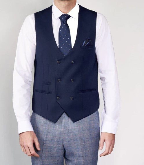 Marc Darcy- Kelly Navy Blue Double Breasted Waistcoat