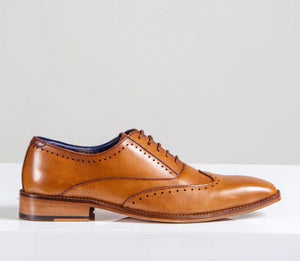 Marc Darcy- Carson Mid Tan Wingtip Oxford Brogue Shoes