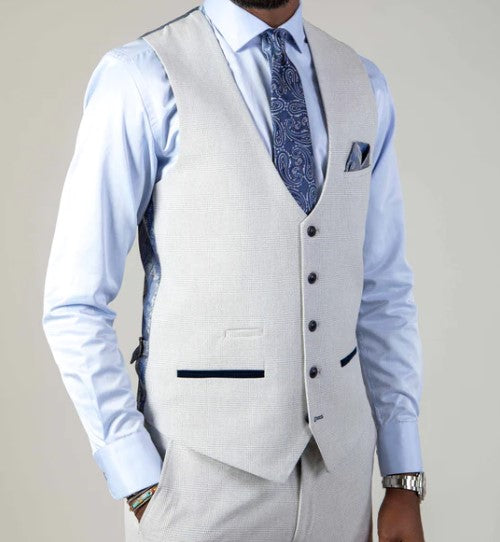 Marc Darcy- Bromley Stone Check Waistcoat