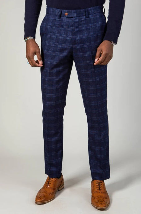 Marc Darcy- Chigwell Blue Tweed Check Trouser