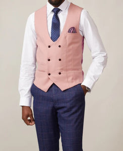 Marc Darcy- Kelvin Pink Double Breasted Waistcoat