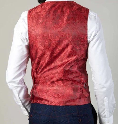 Marc Darcy- Kelvin Wine Double Breasted Waistcoat