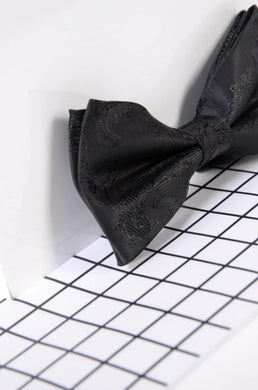 Marc Darcy- Children's Black Paisley Print Bow Tie