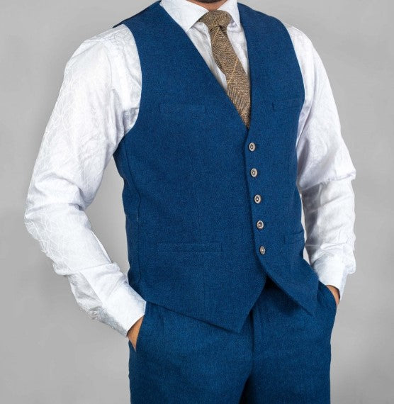 House of Cavani - Orson Blue Tweed Waistcoat