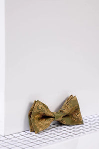 Marc Darcy- Children's Tan/Gold Paisley Print Bow Tie