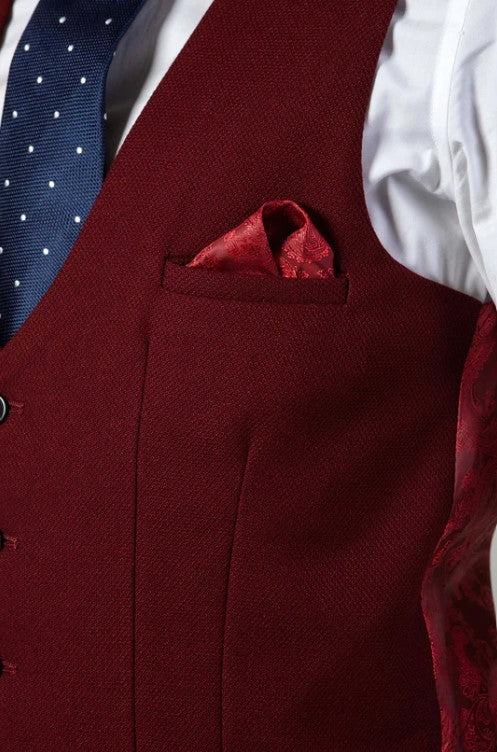 Marc Darcy- Kelvin Wine Single Breasted Waistcoat
