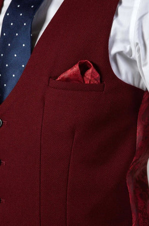Marc Darcy- Kelvin Wine Single Breasted Waistcoat