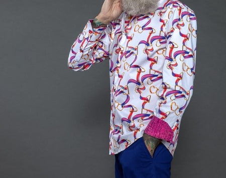 Claudio Lugli- White Interlocking Ribbons And Heart Rings Long Sleeve Shirt