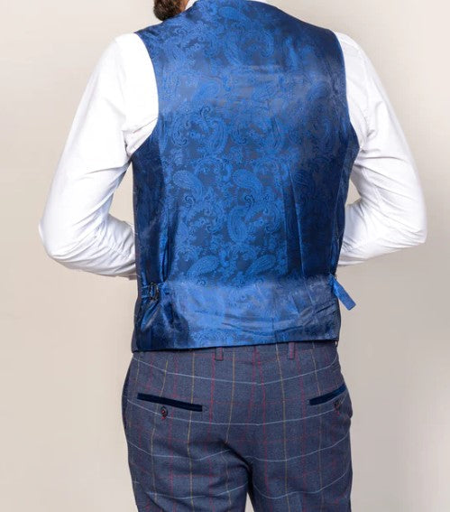 Marc Darcy- Drake Navy Check Waistcoat