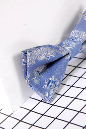 Marc Darcy- Children's Sky Blue Paisley Print Bow Tie