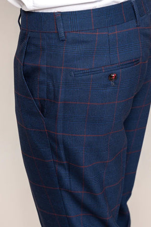 Marc Darcy- Edinson Navy/Wine Check Trouser