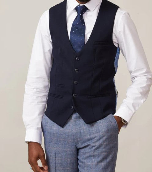 Marc Darcy- Kelvin Navy Single Breasted Waistcoat