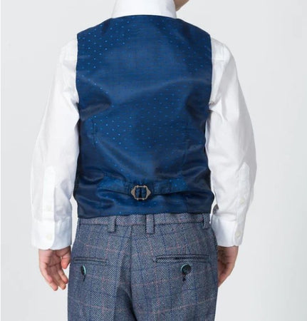 Marc Darcy- Children's Hilton Blue Tweed Check Three Piece Suit