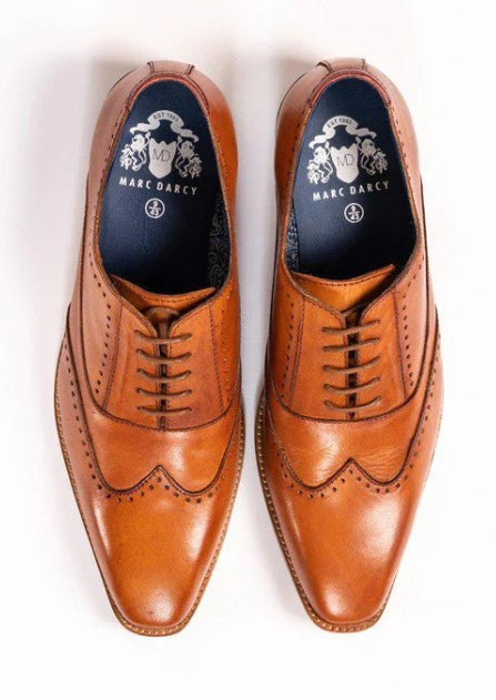 Marc Darcy- Carson Mid Tan Wingtip Oxford Brogue Shoes