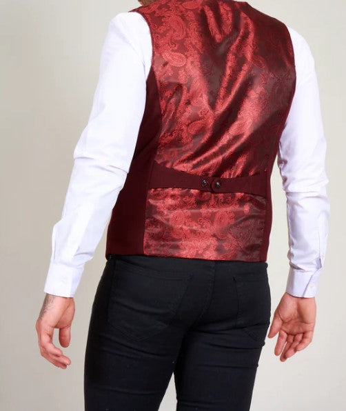 Marc Darcy- Kelly Wine Double Breasted Waistcoat