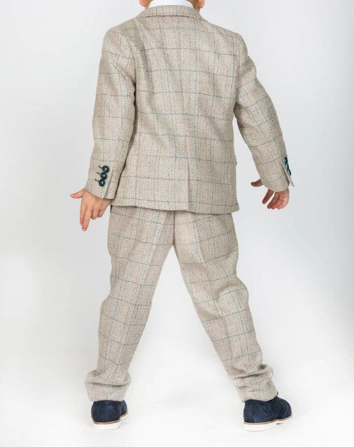 Marc Darcy- Children's Harding Cream Tweed Check Three Piece Suit