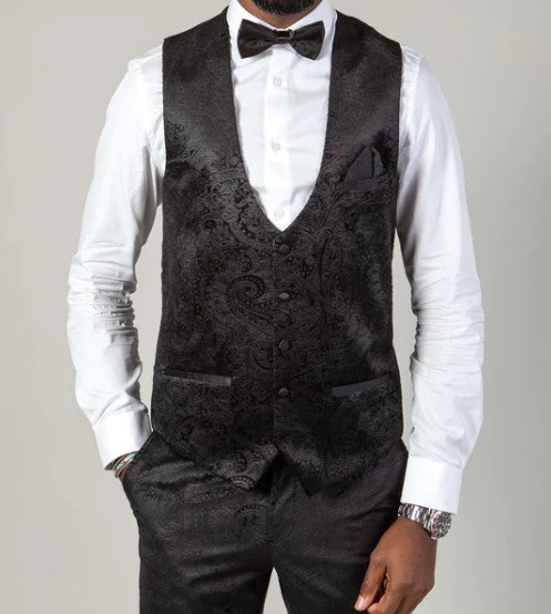 Marc Darcy- Simon Black Velvet Jacquard Waistcoat