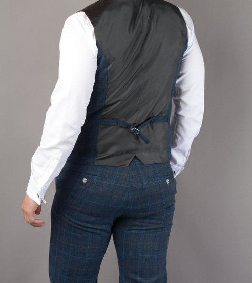 House of Cavani- Cody Blue Check Waistcoat