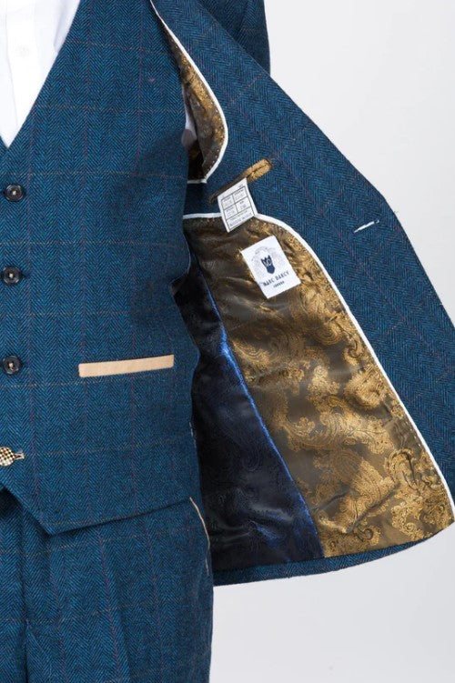 Marc Darcy- Children's Dion Blue Tweed Check Three Piece Suit