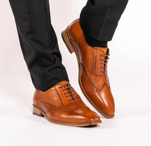 Marc Darcy- Carson Mid Tan Wingtip Oxford Brogue Shoes